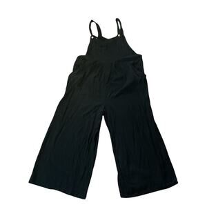 Prettygarden Black Linen Blend Wide Leg Jumpsuit XL Boho Overalls Romper NWOT